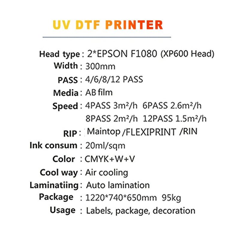 Imprimante UV DTF haute résolution 300 mm Machine UV DTF pour bouteille de plastique acrylique