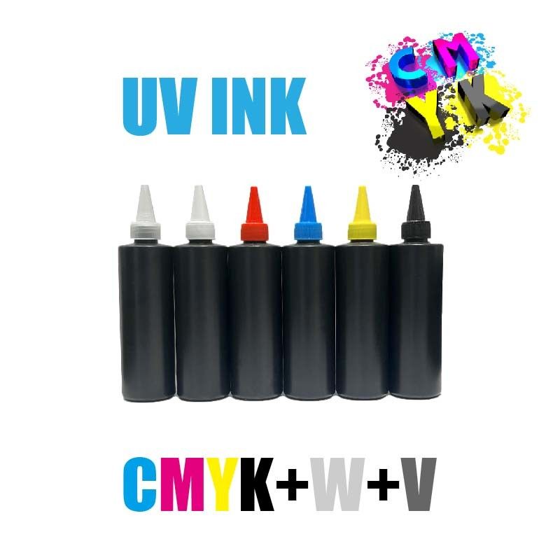 CMYK + W + V UV DTF encre UV DTF encre de colle et vernis UV DTF imprimante d'encre d'impression