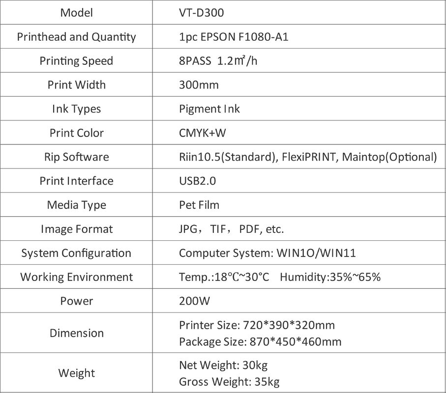Imprimante DTF A3 de 30 cm, imprimante de bureau XP600, tête d'impression, imprimante DTF pour film PET, impression de t-shirts